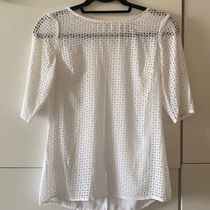 Laser cut white blouse by banana republic, XXSP